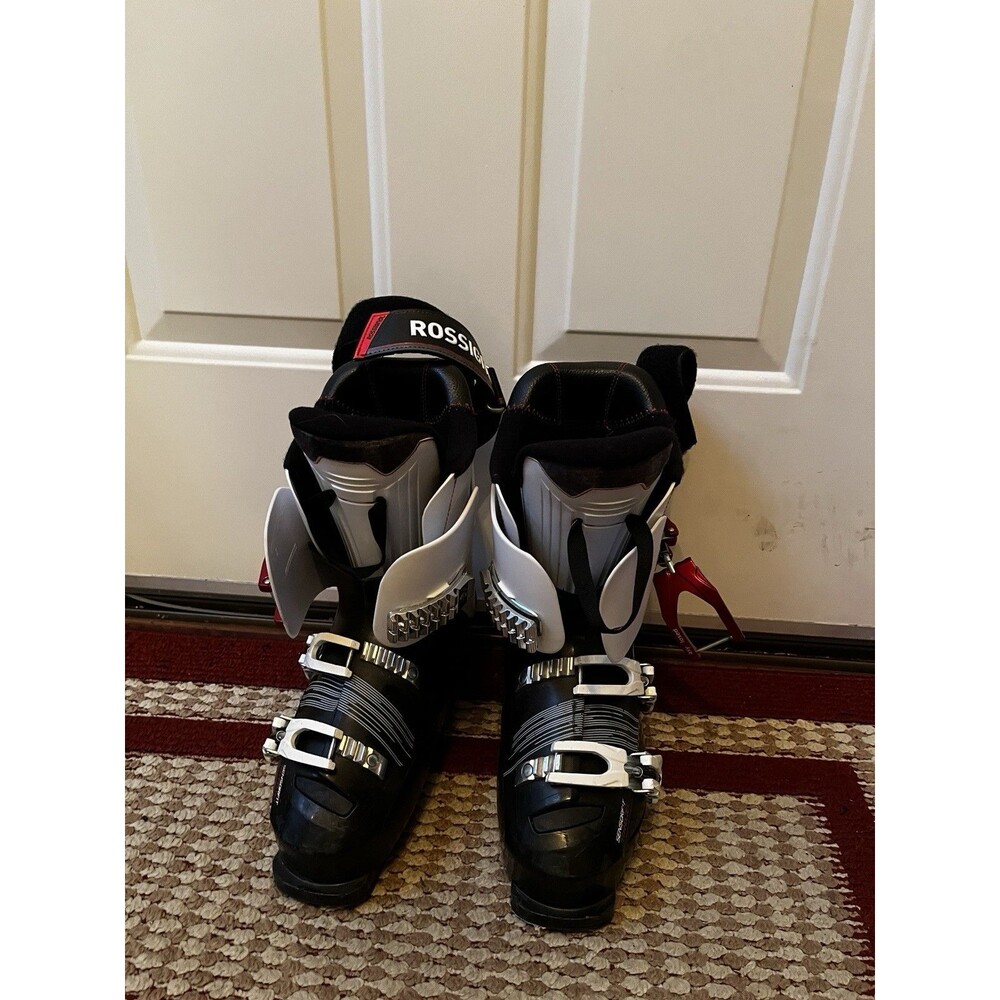 Rossignol Women's Ski Boots Black White Red 25.5 Alpine Downhill Ratchet Buckle